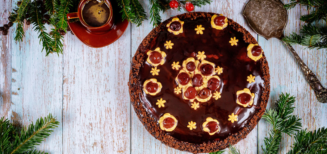 New year's cake with chocolate icing