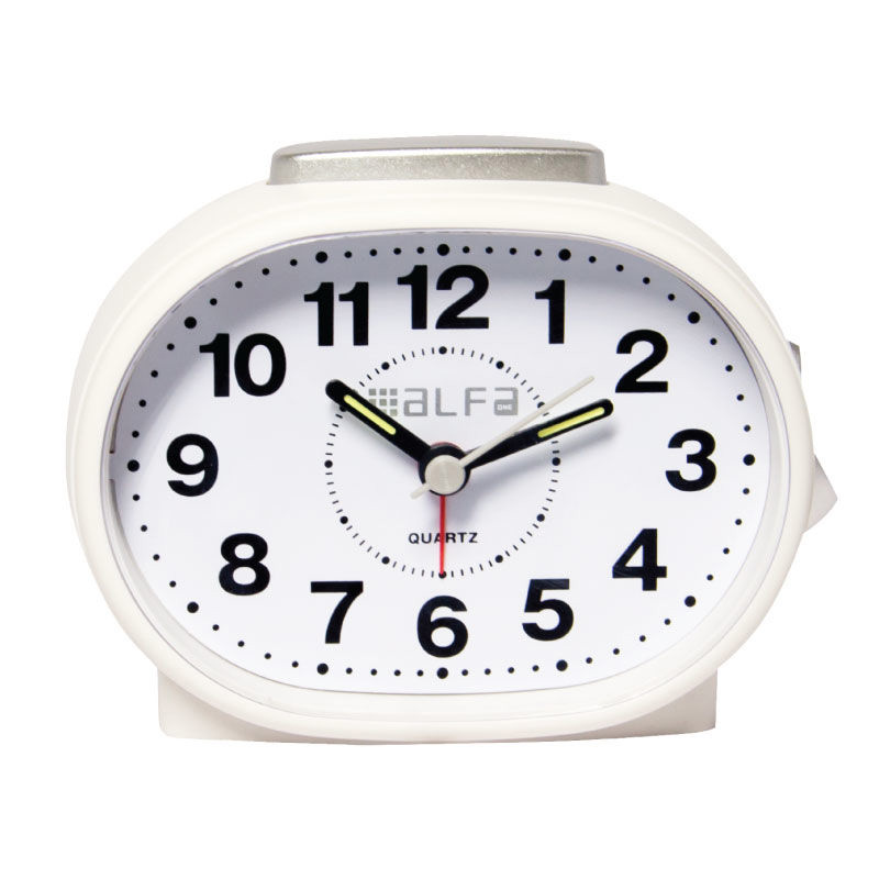 Tabletop clock AltC-60170 Alfaone analog silent with light Cream rubber-Silver
