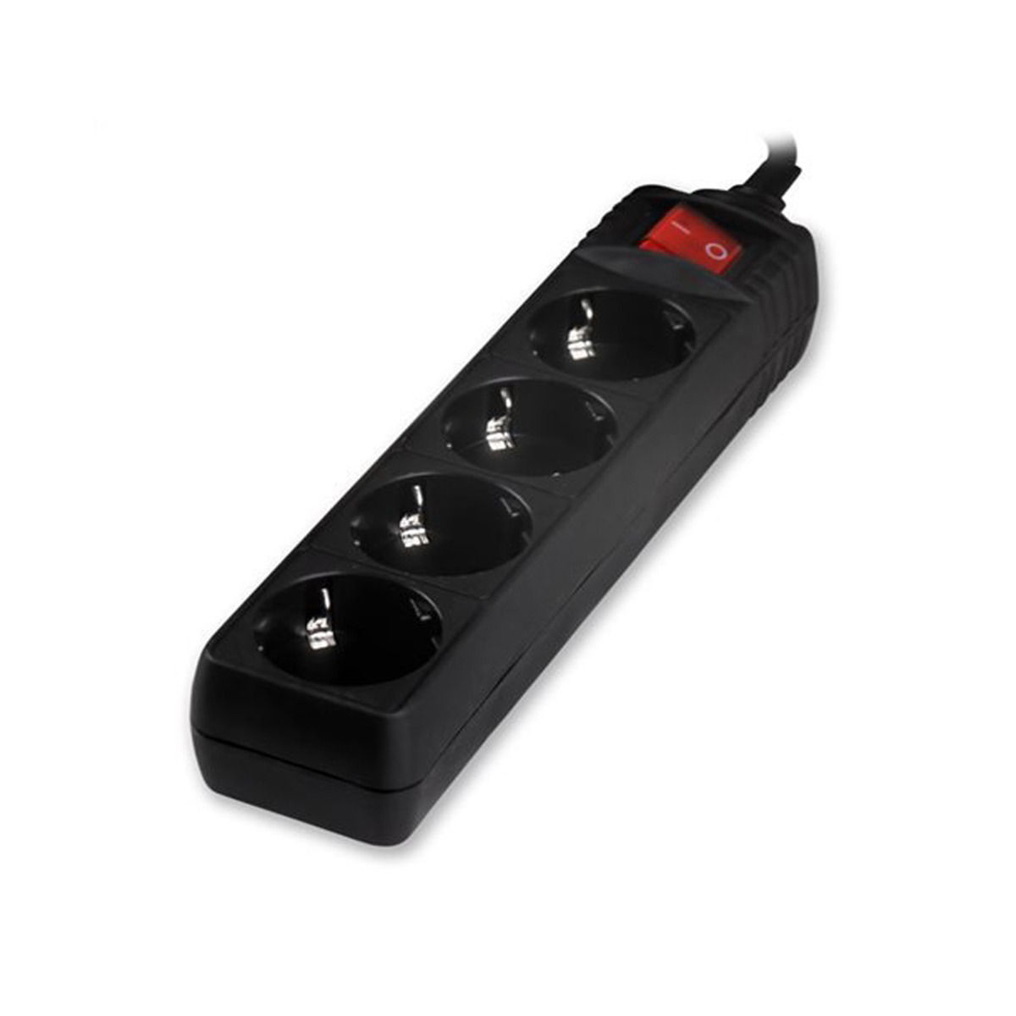 Πολύπριζο V04BK Alfaone 4 θέσεις με διακόπτη 3x1,5 mm 1,5 m Μαύρο