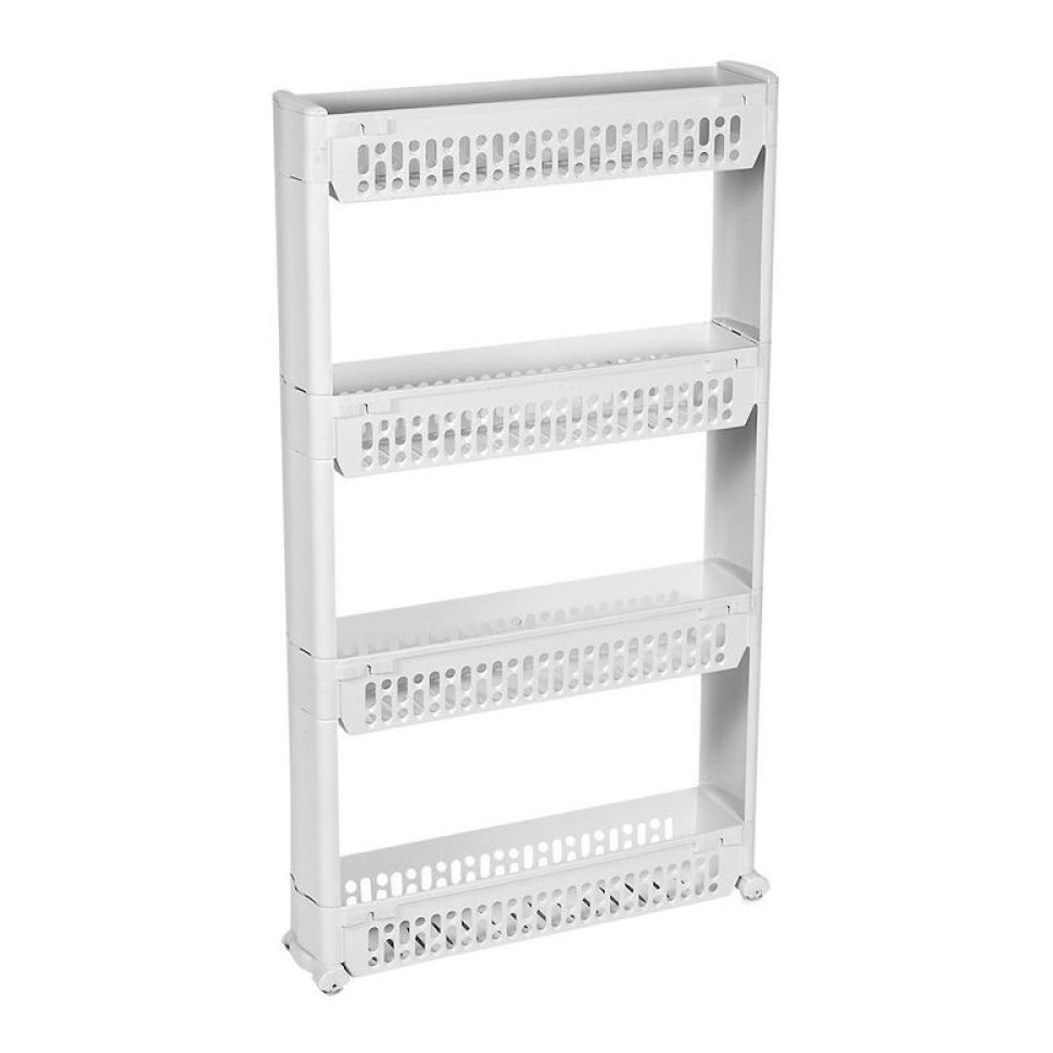 Narrow trolley 4 shelf rack plastic white 54x12x100 cm TNS 04-950-1310