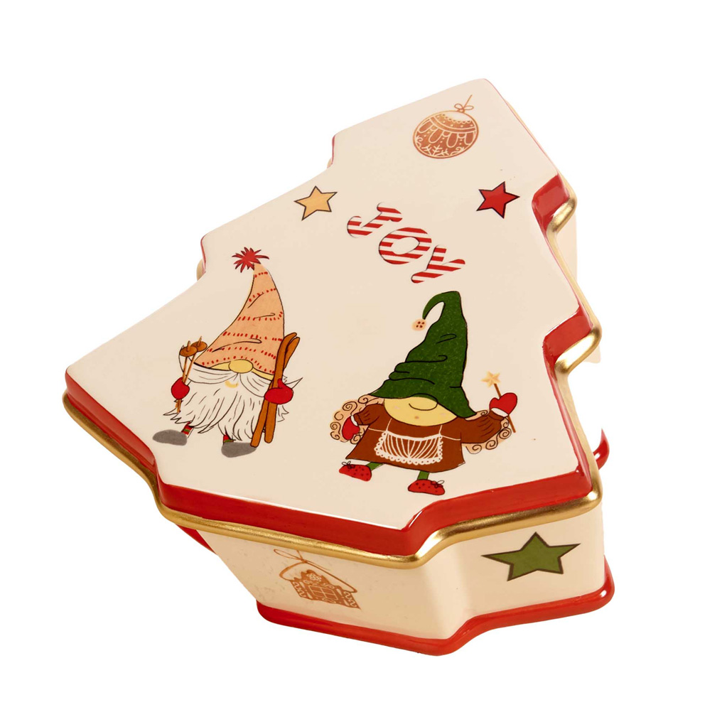 Ceramic cookie jar tree - Gnome 19x17x9 cm red - cream