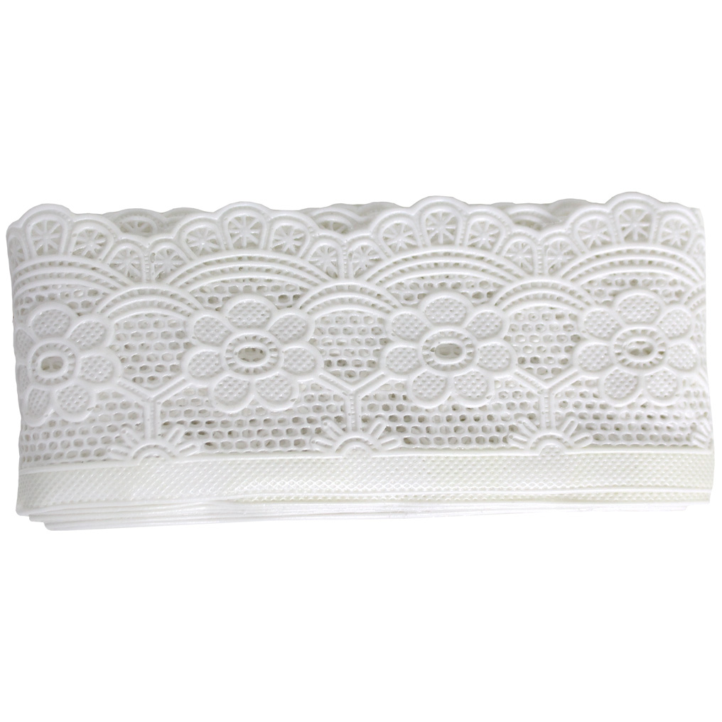 Adhesive decorative lace white PVC 4x250 cm