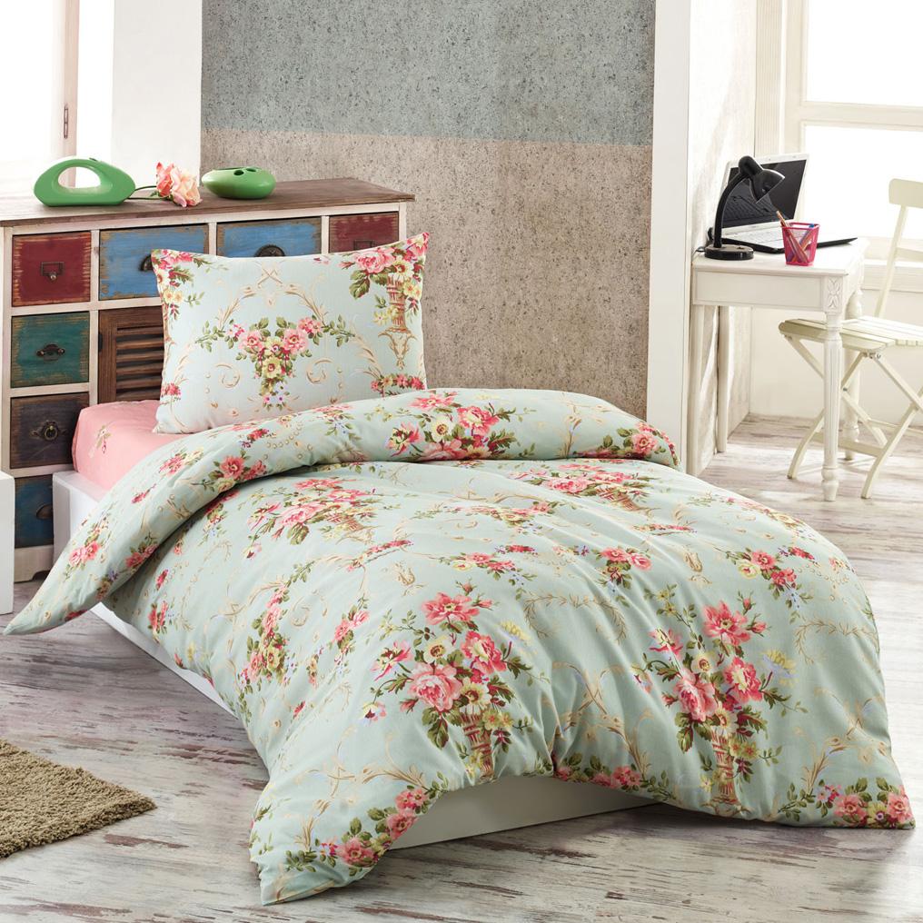 Σετ παπλωματοθήκη Alanur Μέντας 65% Βαμβάκι / 35% Πολ.  + Σεντόνι + Μαξιλαροθήκη