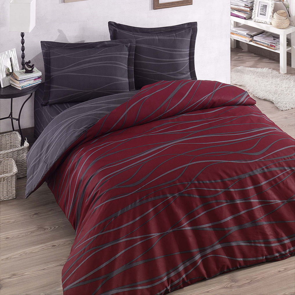 Σετ παπλωματοθήκη Verda Σκ. κόκκινο 65% Βαμβάκι / 35% Πολ.  + Σεντόνι + Μαξιλαροθήκη