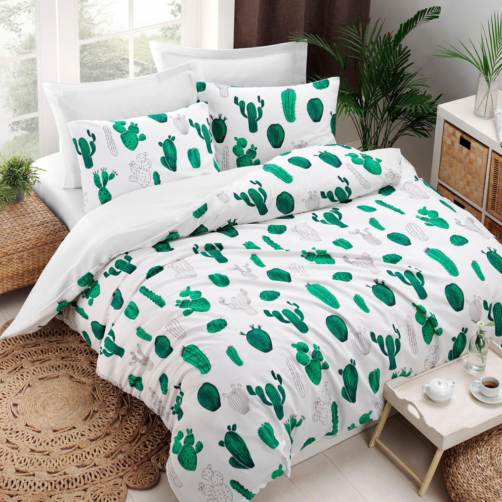 Duvet Cover Set Kaktus - Green 65% Cotton / 35% Pol. Duvet Cover + Pillowcase