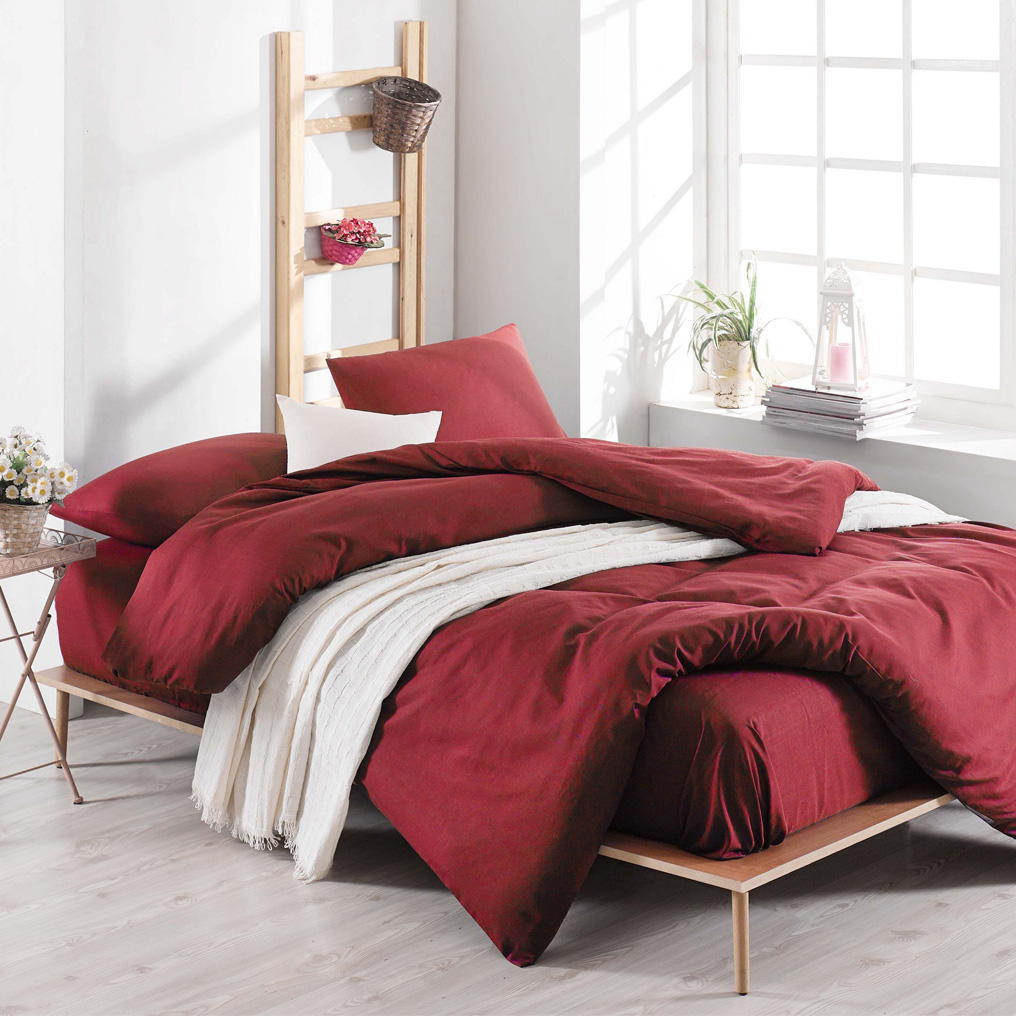 Quilt Cover Set Duzboya - Red 65% Cotton / 35% Pol. Duvet Cover + Flat sheet + Pillowcase