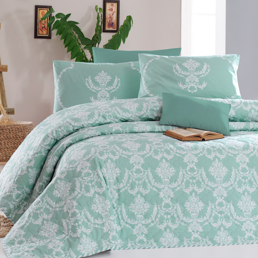 Bedspread set Pure - Sea Green 100% Cotton Bedspread + Pillowcase