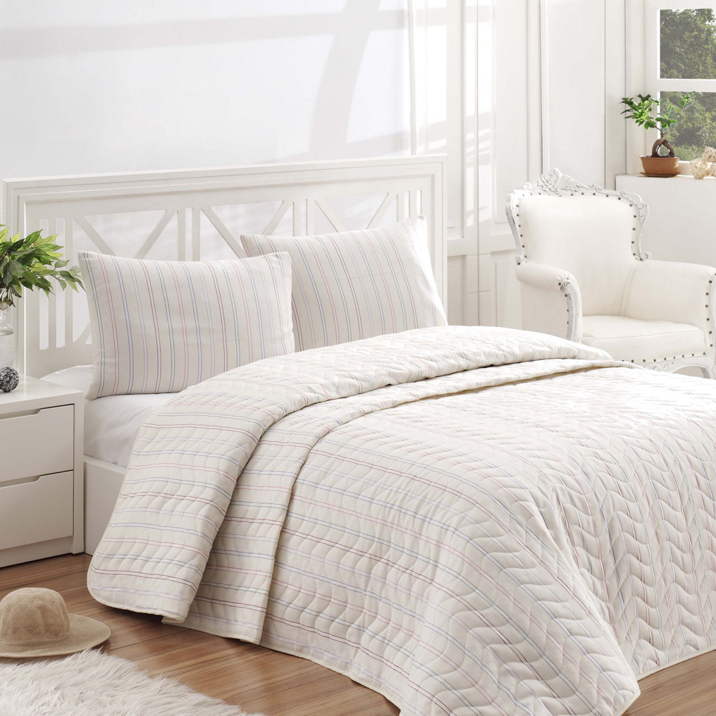 Quilted bedspread Set Tunica - Cream 65% Cotton / 35% Pol. Padded Cover + Pillowcase
