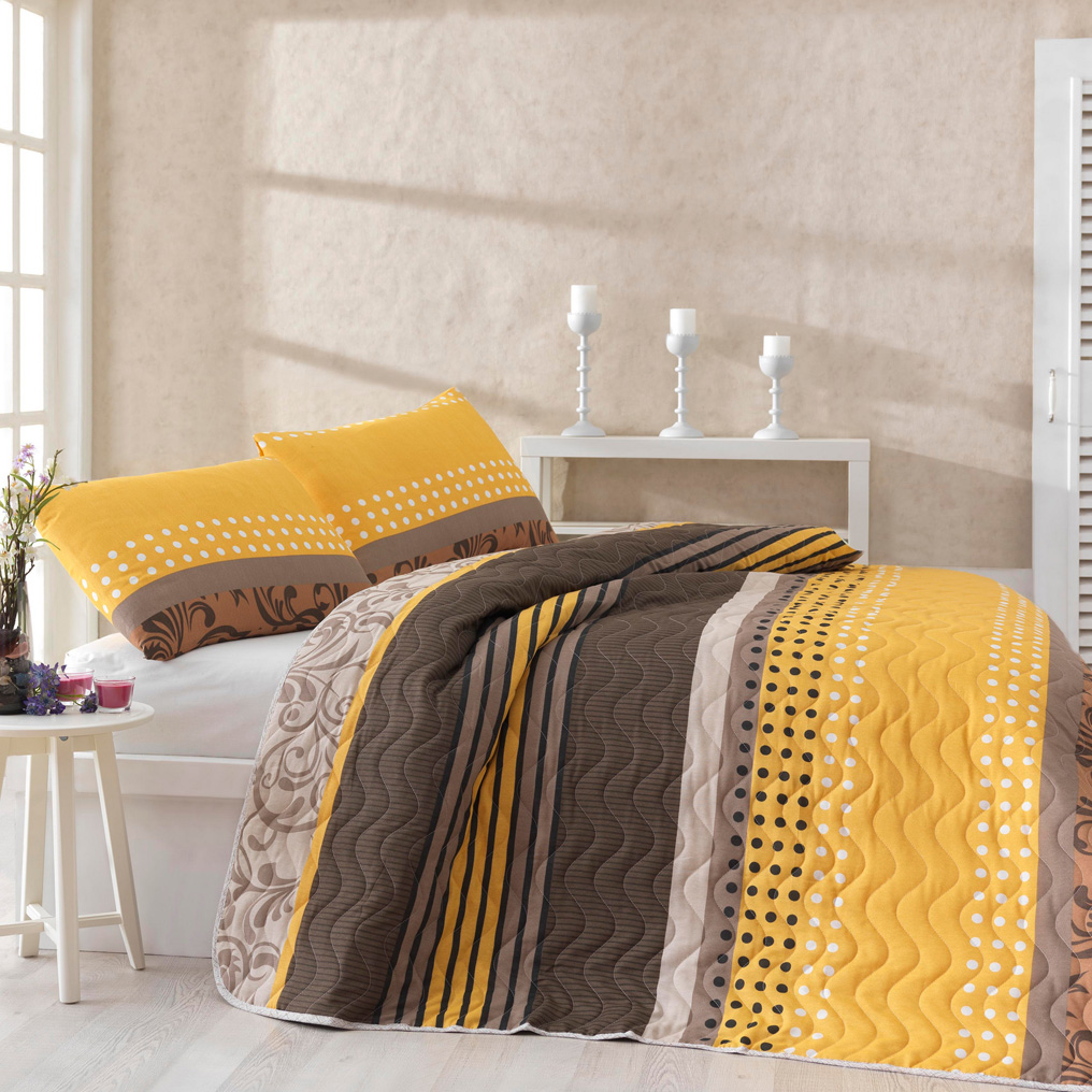 Bedspread set Miranda - Yellow 65% Cotton / 35% Pol. Bedspread + Pillowcase