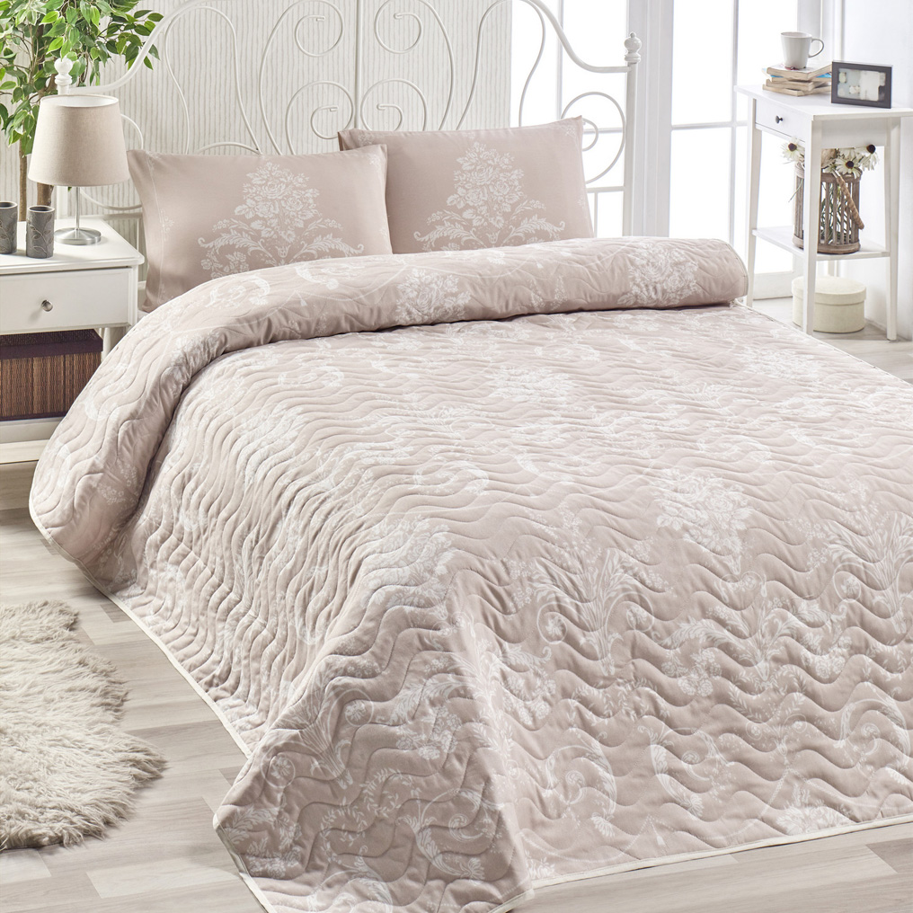 Bedspread set Kralice - Mink 65% Cotton / 35% Pol. Bedspread + Pillowcase