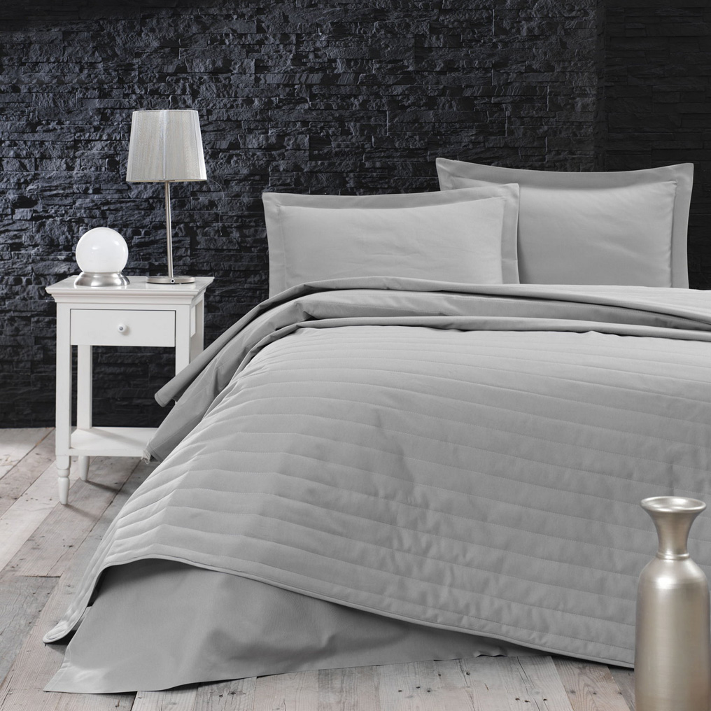 Double Bedspread Monart - Grey 65% Cotton / 35% Pol. Padded Cover