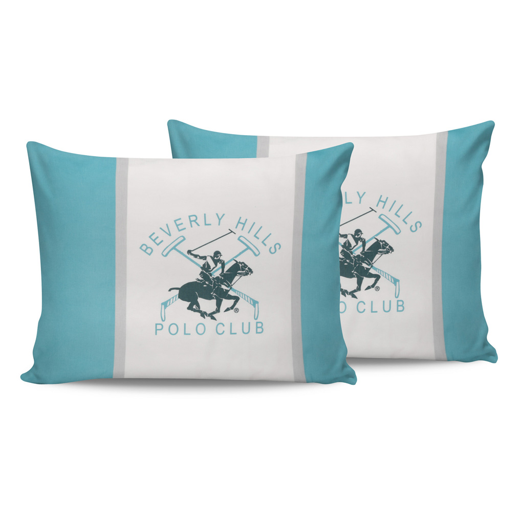 Μαξιλαροθήκη σετ 2 τεμ. Beverly Hills Polo Club 032 - Τιρκουάζ 100% Βαμβάκι 50x70 εκ. 176BHP0125