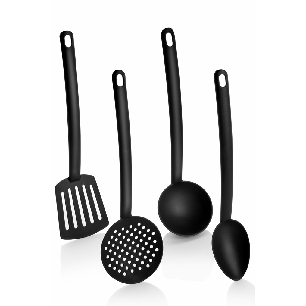 Kitchen tools set black plastic 4 pcs 196RWE4124