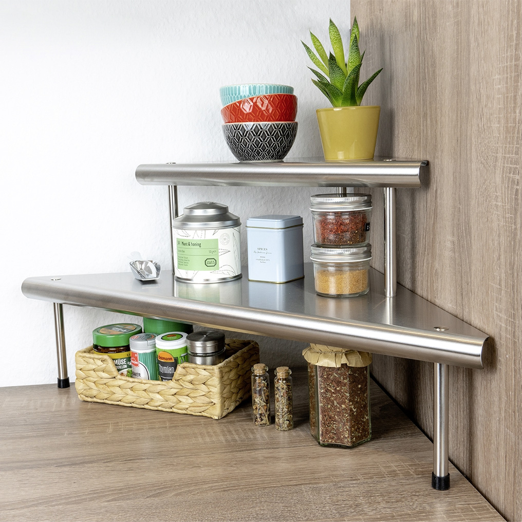 Corner rack Massivo Duo stainless steel 48.5x48.5x31 cm stainless steel