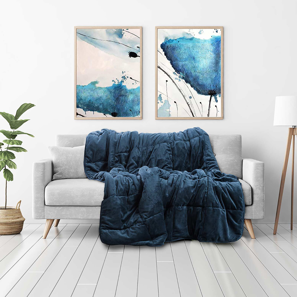Απαλή κουβέρτα 4-σε-1 140x200 εκ. μπλε
