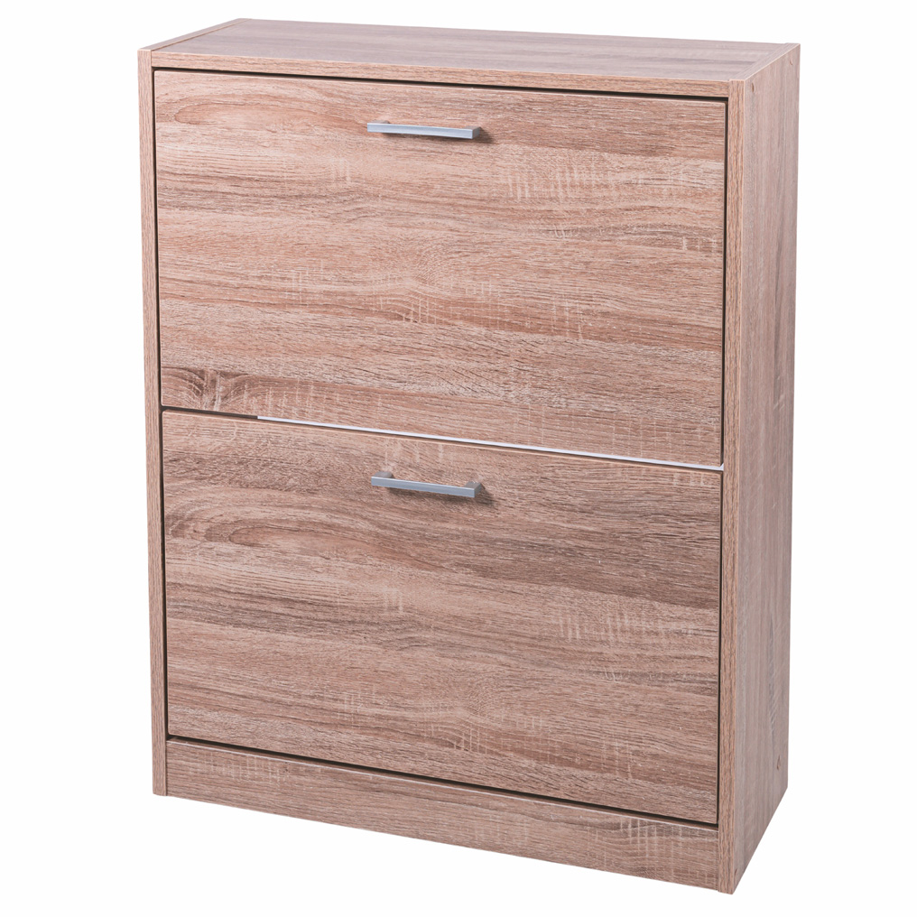 Shoe cabinet MDF 2 compartments oak 63x24x80 cm 2191284