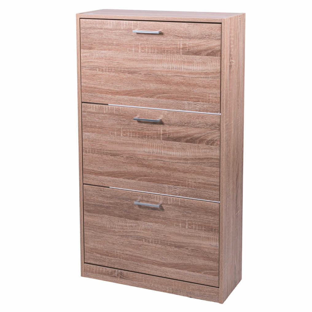 Shoe cabinet MDF 3 compartments oak 63x24x115 cm 2191284