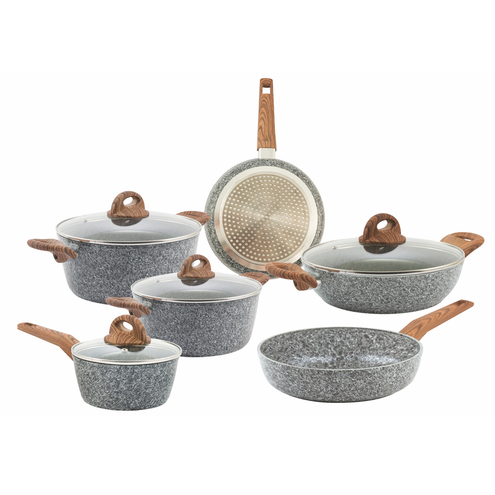 Cookware set 10 pcs granite grey non-stick coating Carrara 2191314