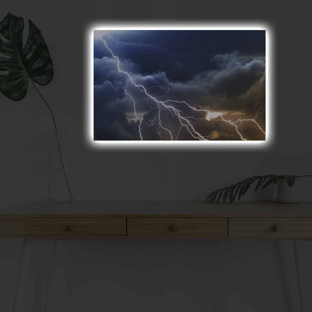 Διακοσμητικός πίνακας σε καμβά με LED φωτισμό & ξύλινη κορνίζα 4570DHDACT-26 45x70 εκ.