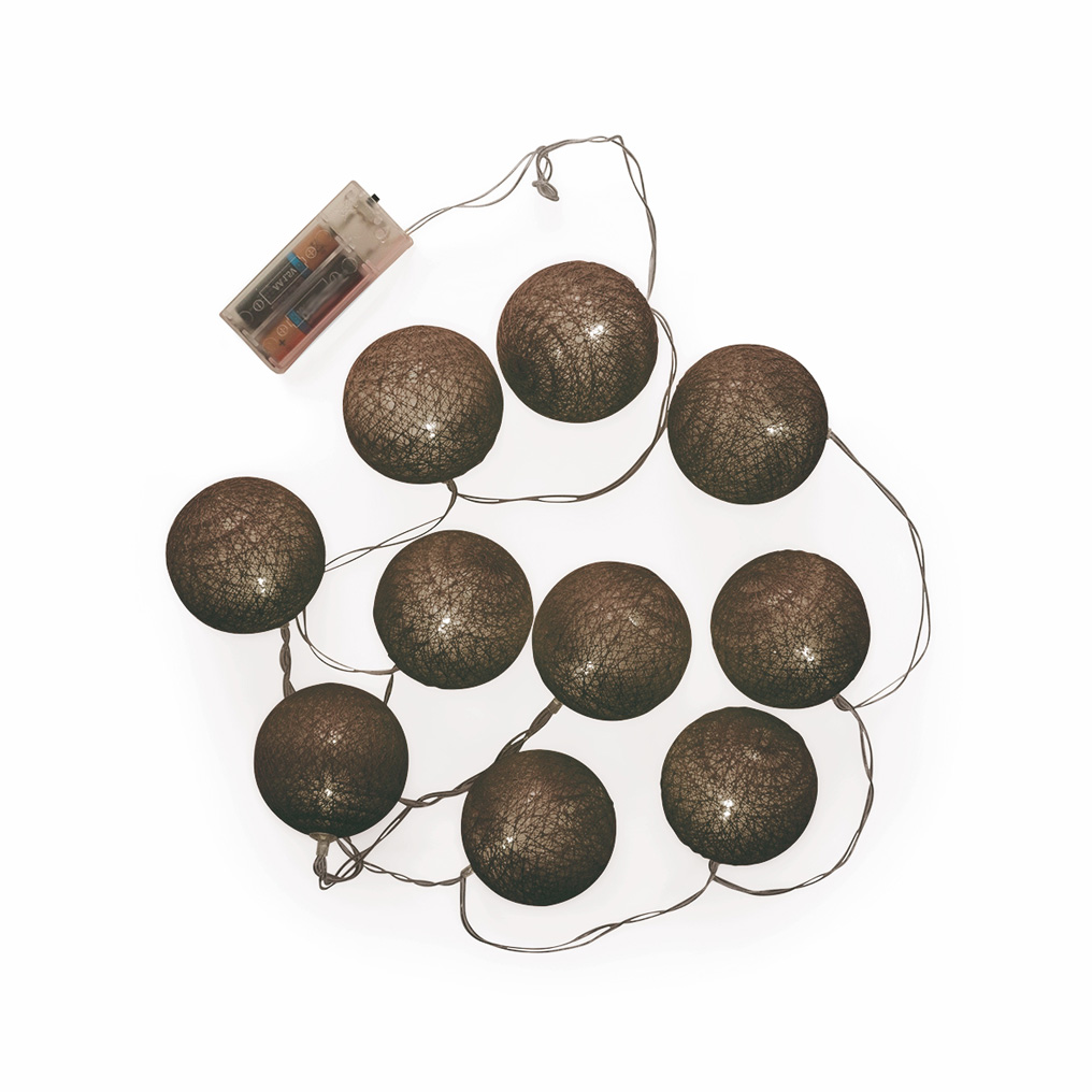 Luminous chain 10 lanterns 6 cm brown 175 cm