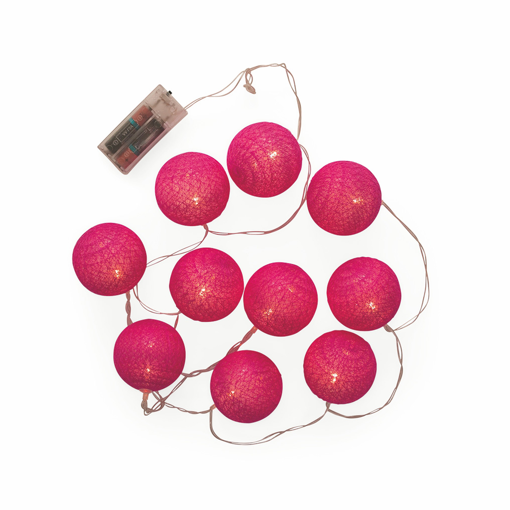 Αλυσίδα με 10 φωτάκια μπαλίτσες 6 εκ. ροζ Galileo 175 εκ. 2422468