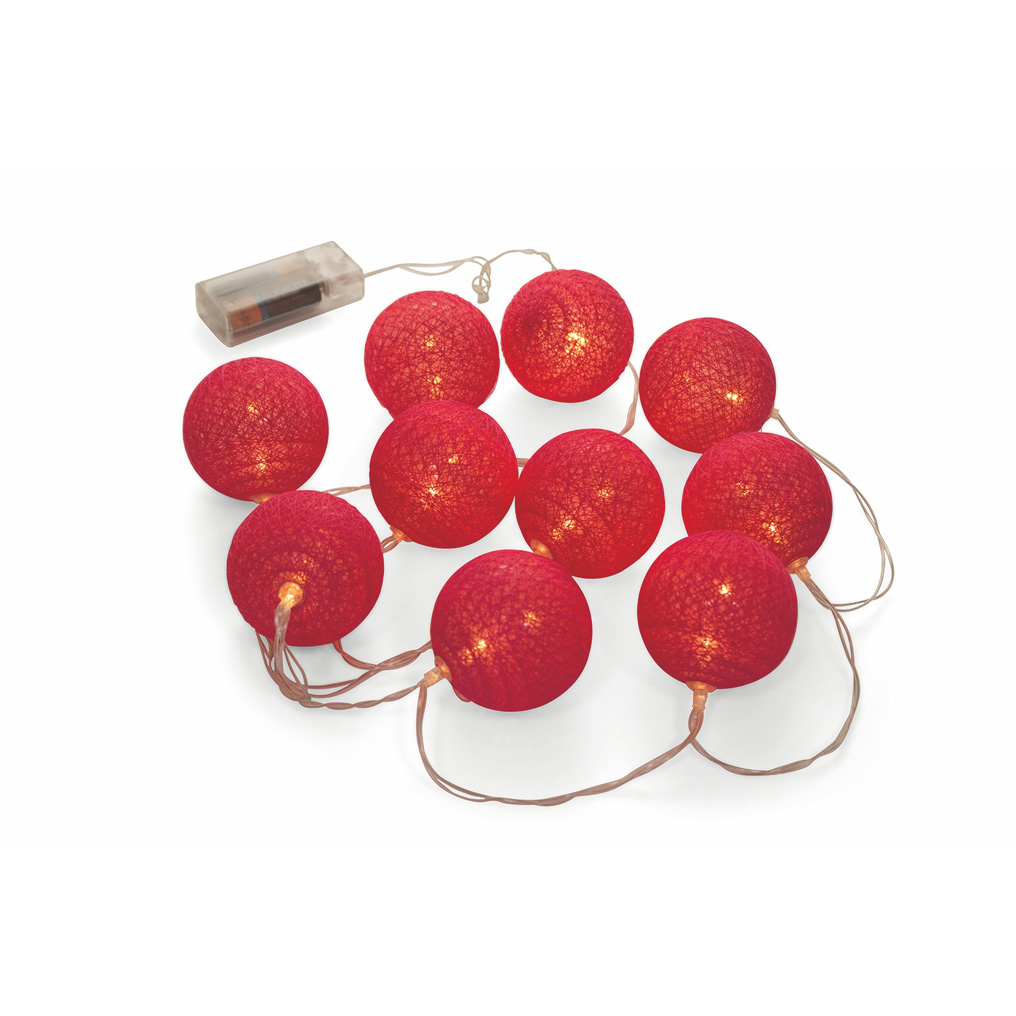 Luminous chain 10 lanterns 6 cm red 175 cm