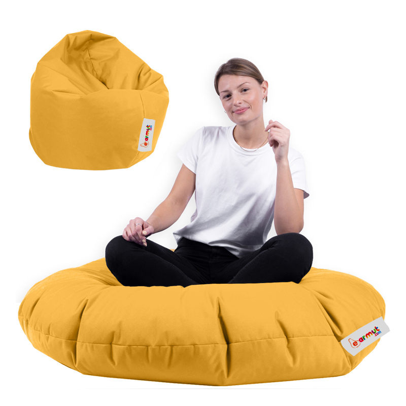 Cushion pouf waterproof Iyzi Yellow 100x20 cm / 65x65 cm
