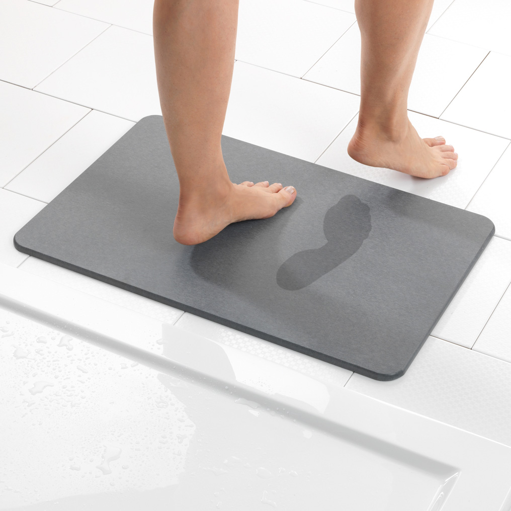 Bath mat Simi absorbent grey foam 60x39 cm 24936100