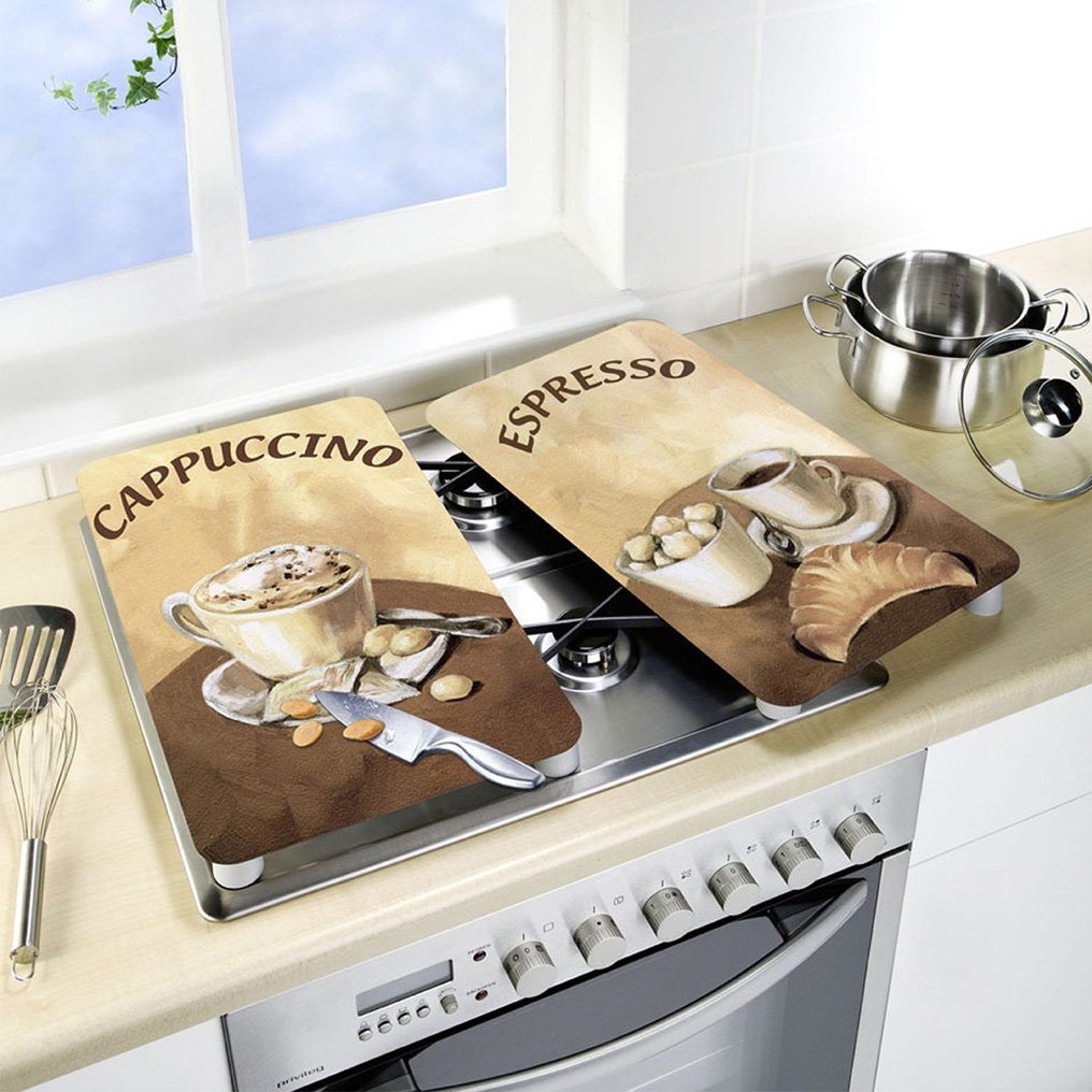 Γυάλινα καλύμματα εστίας Coffee 2 τεμ. γυαλί 30x52 εκ. 2521280500