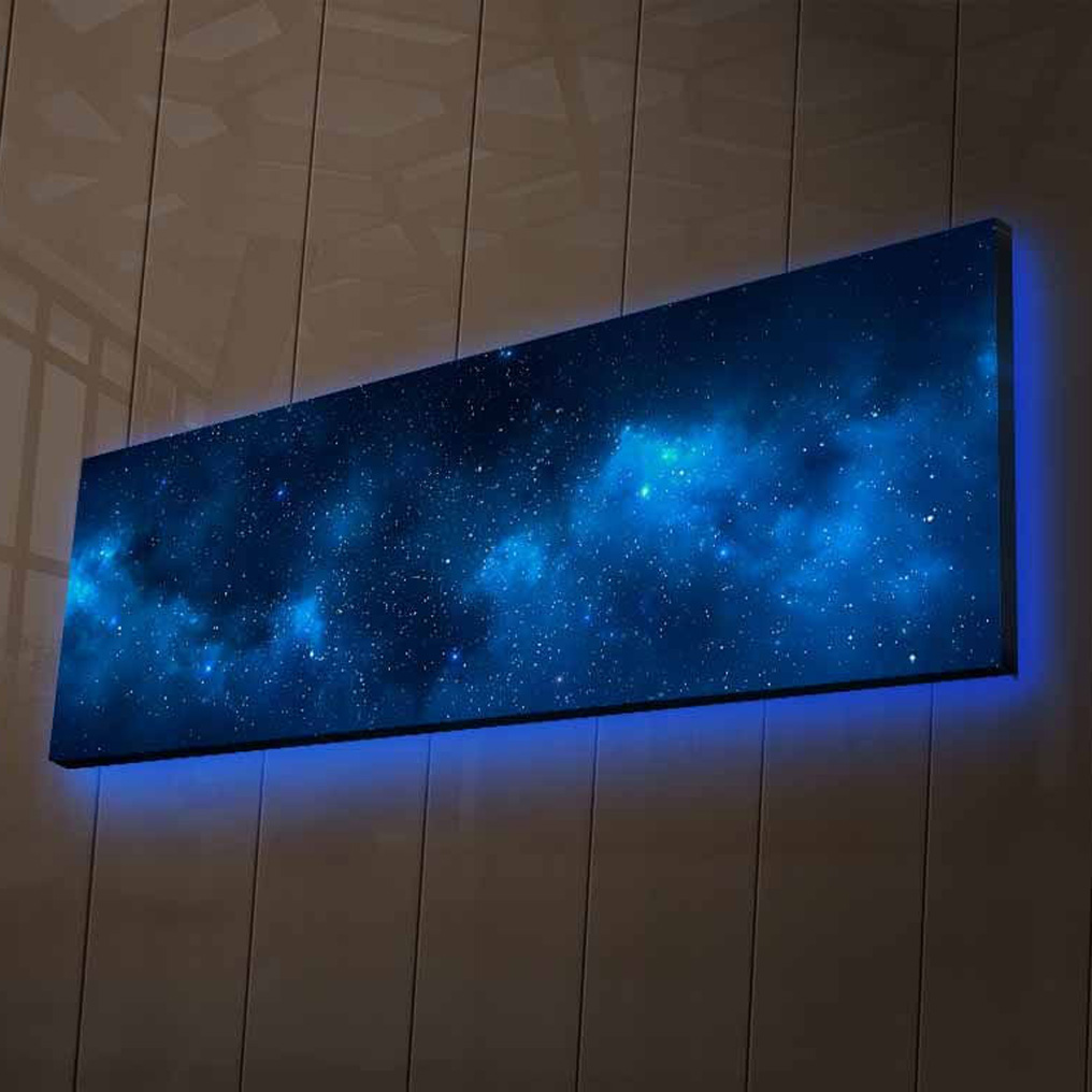 Wooden Framed Decorative Led Lighted Canvas Painting 3090NASA-17 30x90 cm