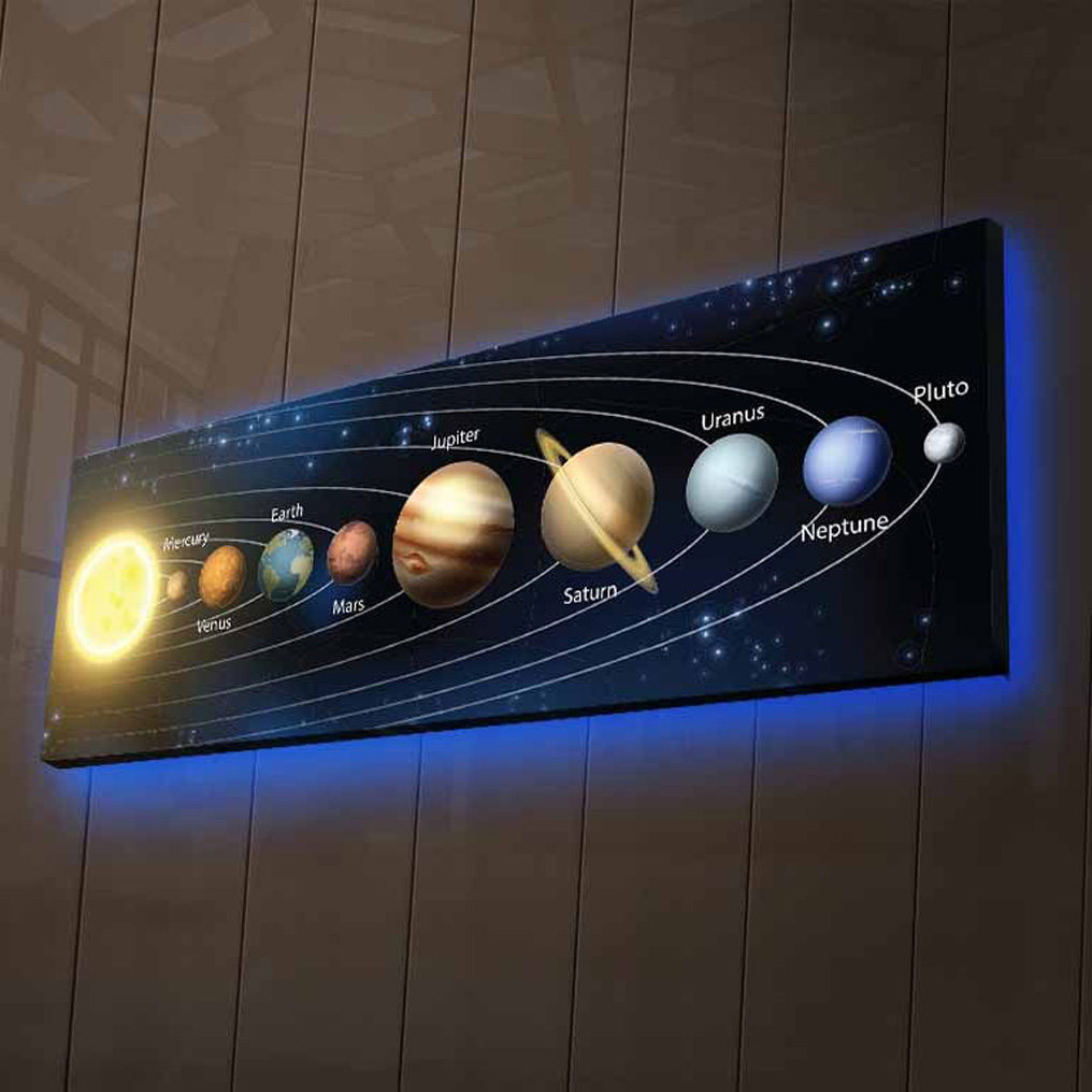 Wooden Framed Decorative Led Lighted Canvas Painting 3090NASA-21 30x90 cm