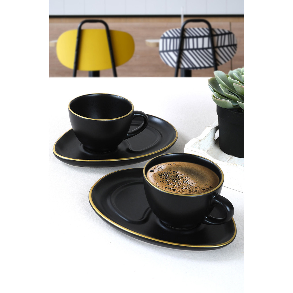 Coffee Cup Set Black Ceramic 215 ml 2 pcs 275KRM1494