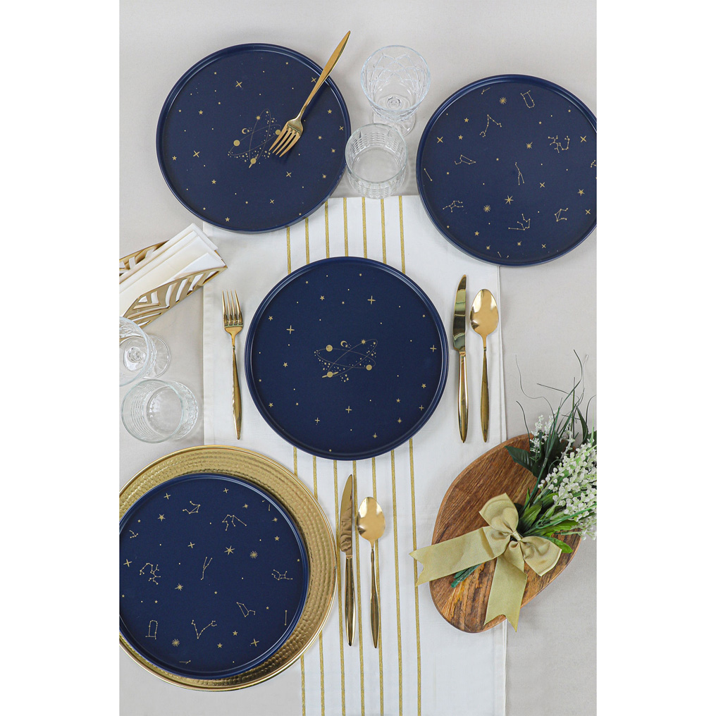 Service Plate Set Navy Blue / Gold Ceramic 27 cm 4 pcs 275KRM1629