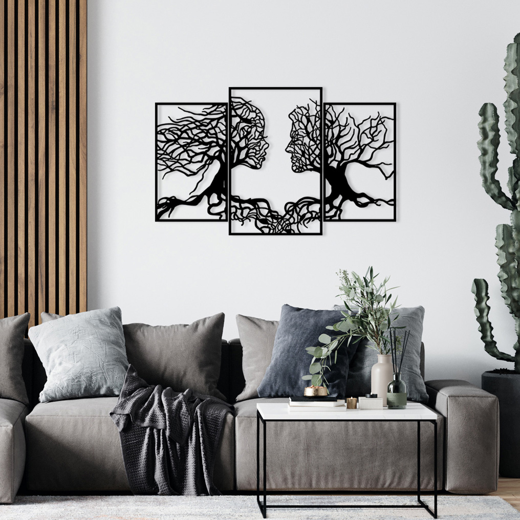 Metal wall decoration Love Tree Black 116x71 cm 279ENZ1114