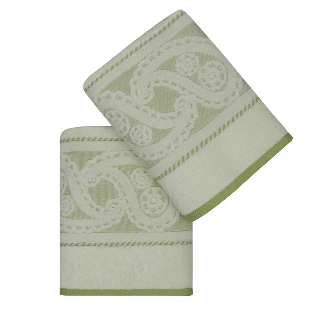 Πετσέτα προσώπου σετ 2 τεμ. Hurrem 100% Βαμβάκι Ανοιχτό πράσινο 50x90 εκ.
