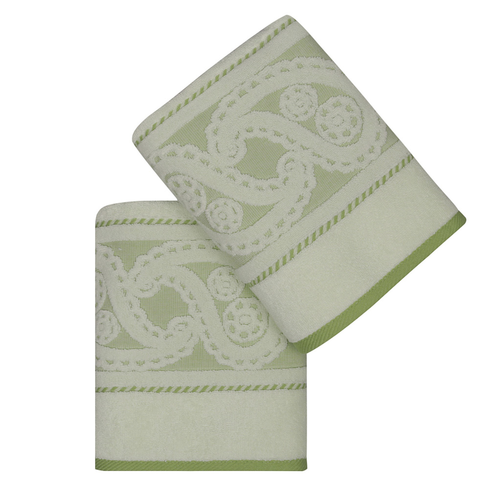 Face towel set 2 pcs Hurrem 100% Cotton Light Green 50x90 cm