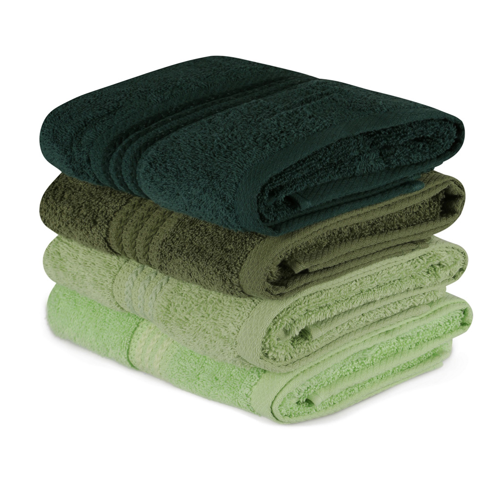 Face towel set 4 pcs Rainbow Green 100% Cotton  50x90 cm