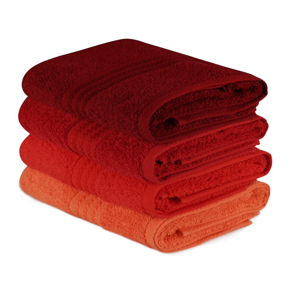 Face towel set 4 pcs Rainbow Red 100% Cotton  50x90 cm