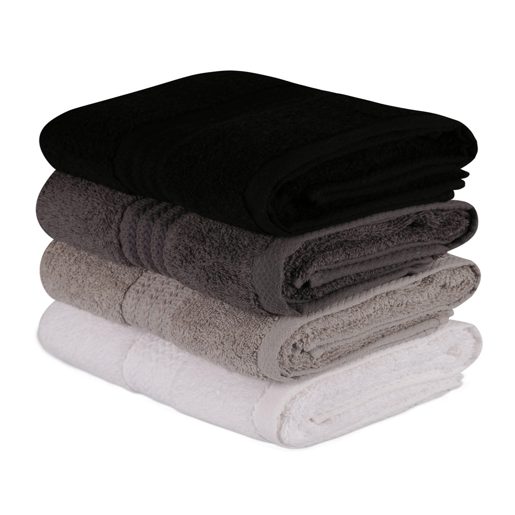 Face towel set 4 pcs Rainbow Black 100% Cotton  50x90 cm