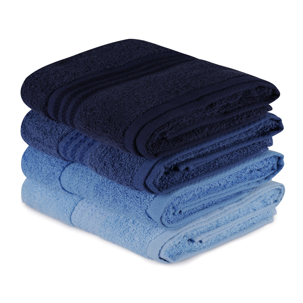 Face towel set 4 pcs Rainbow Blue 100% Cotton  50x90 cm