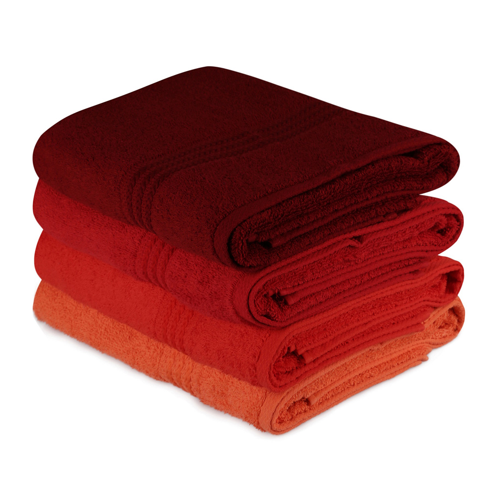 Bath towel set 4 pcs Rainbow Red 100% Cotton  70x140 cm