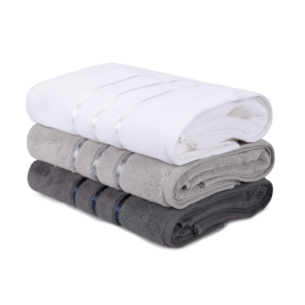Bath towel set 3 pcs Dolce 100% Cotton Grey 70x140 cm