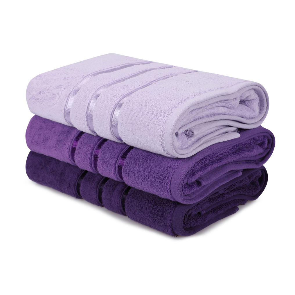 Bath towel set 3 pcs Dolce 100% Cotton Lilac 70x140 cm