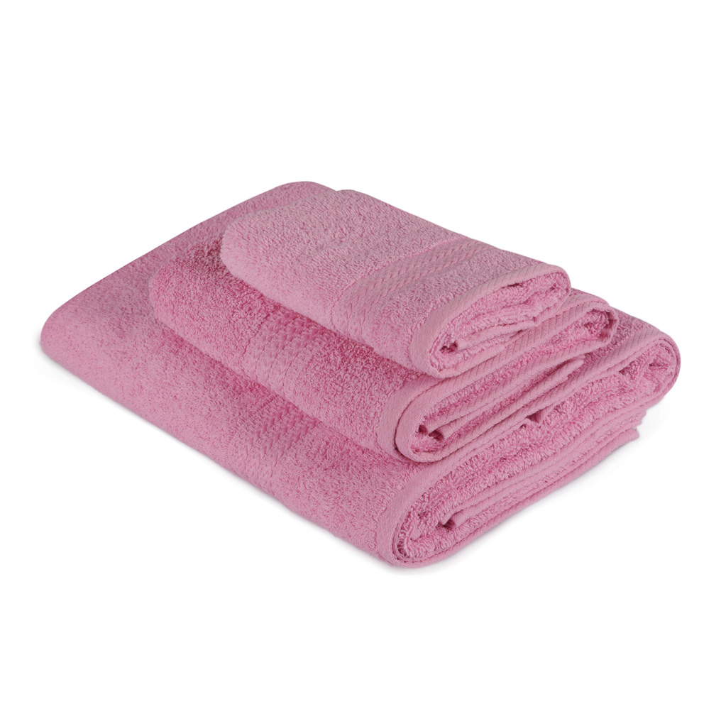 Towel set 3 pcs Rainbow 100% Cotton Pink