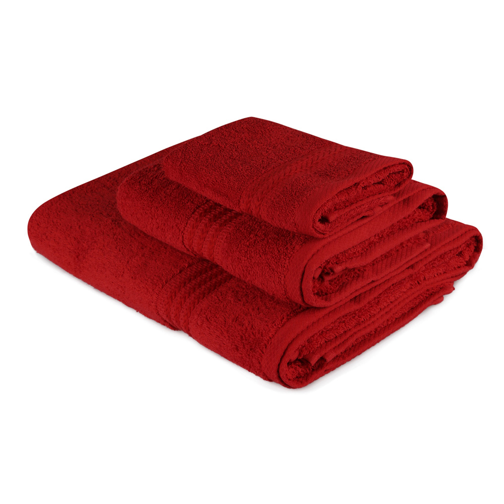 Towel set 3 pcs Rainbow 100% Cotton Red