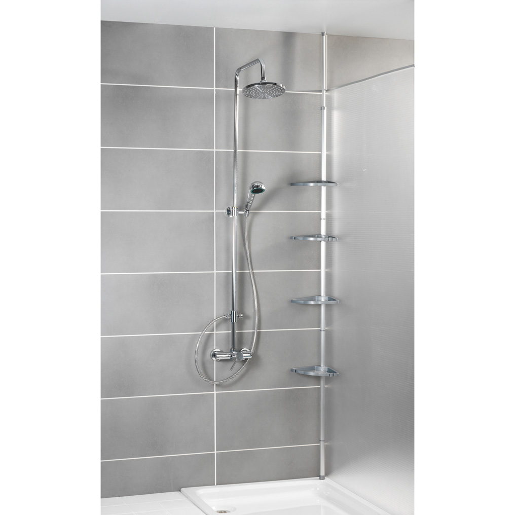 Telescopic shower corner compact silver silver aluminum 26x19,5x78-275 cm 3201824100