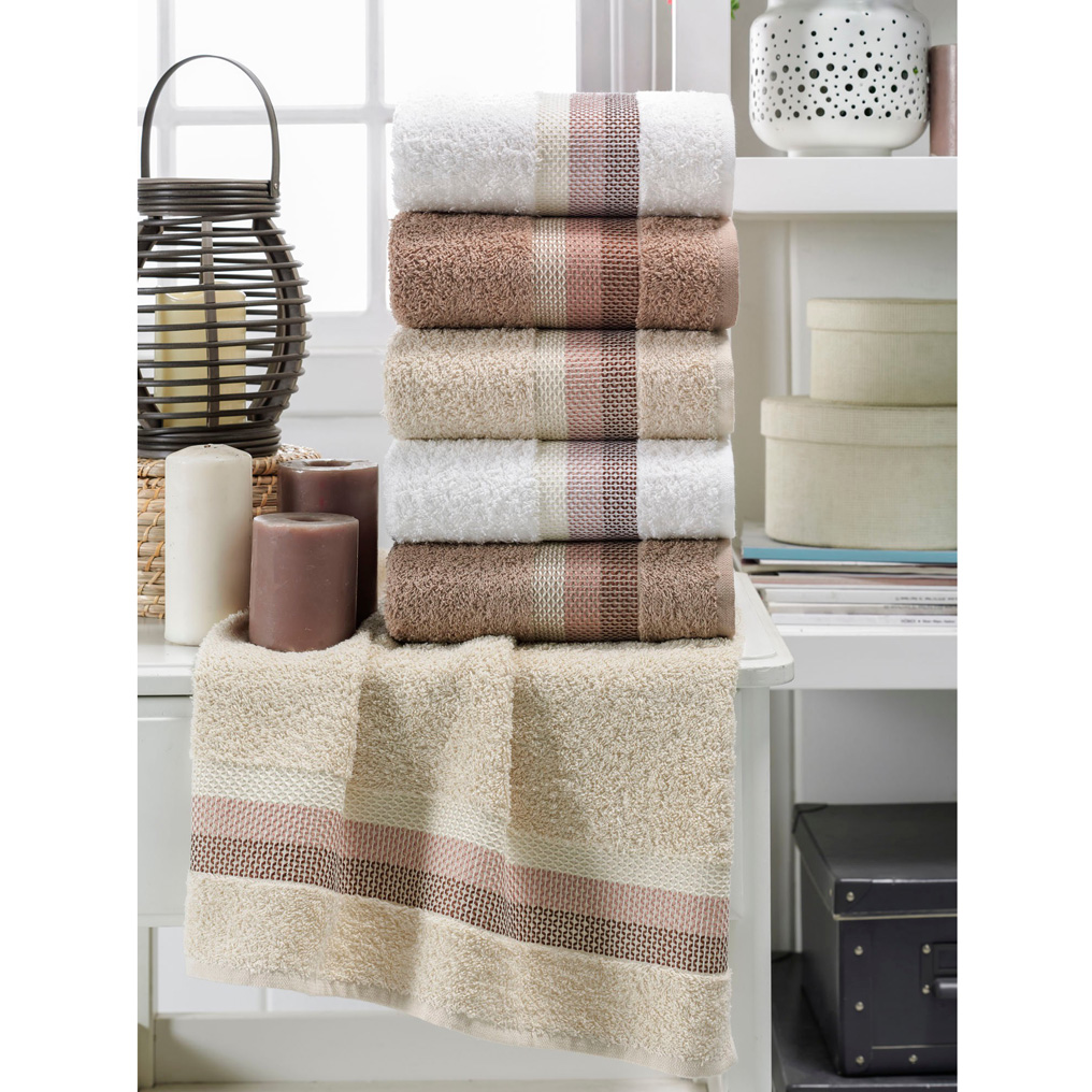 Face towel set 6 pcs Balpetek Brown 85% Cotton / 15% Vortex  50x85 cm