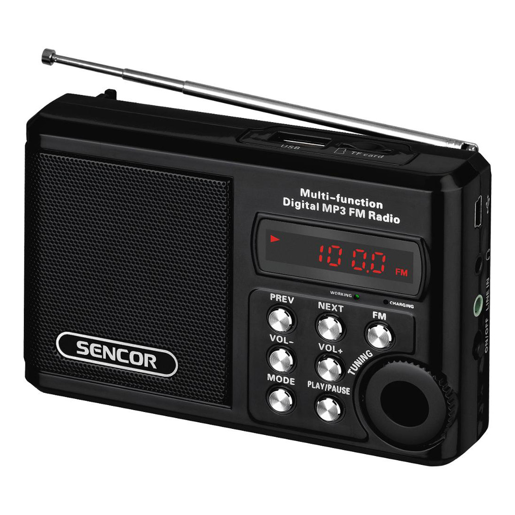 Portable pocket radio with USB, Micro SD, MP3 Sencor SRD 215 B Black
