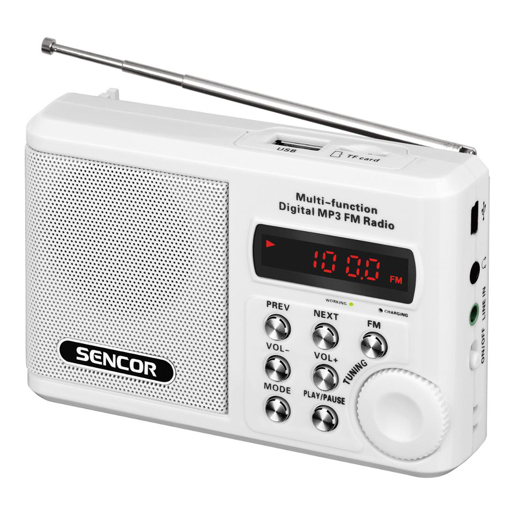 Portable pocket radio with USB, Micro SD, MP3 Sencor SRD 215 W White