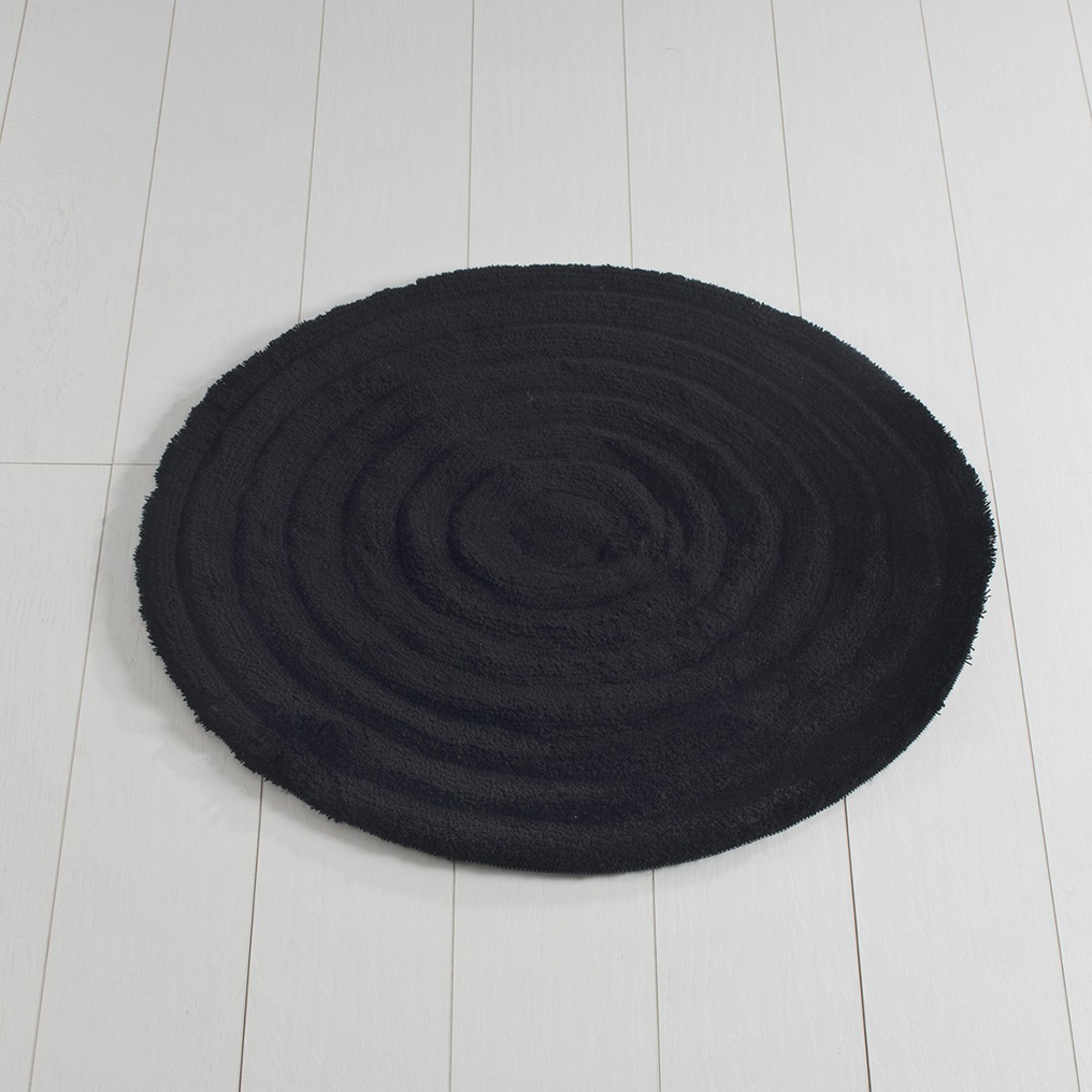 Bathmat Round 100% Acrylic Black 90 cm